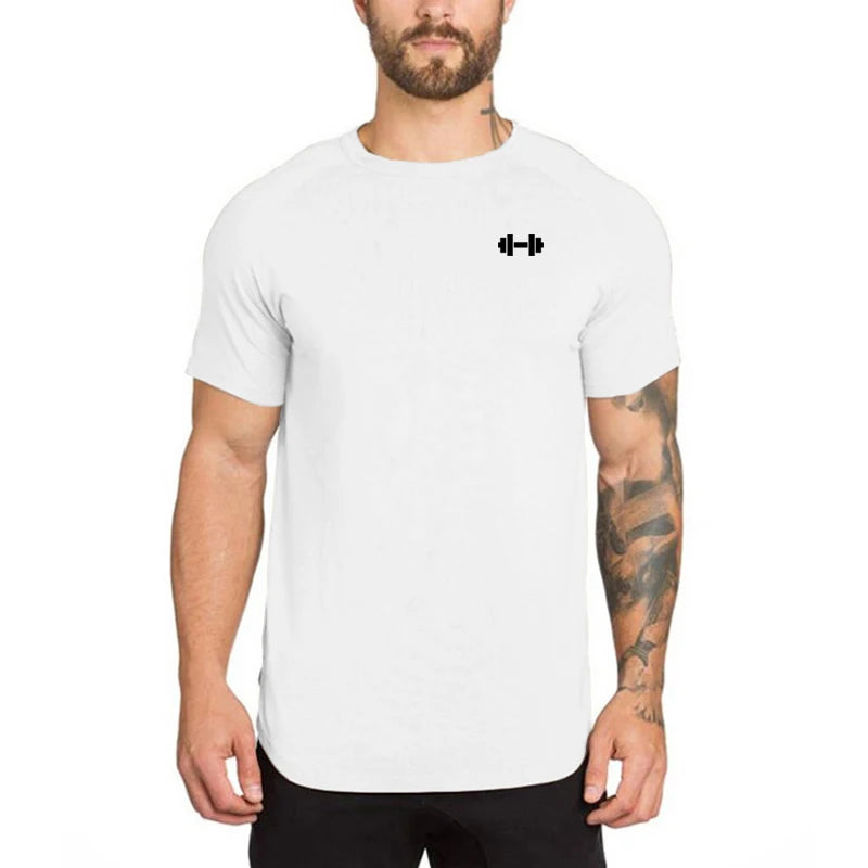 2023 Men T-shirt Male Sports Gym Muscle Fitness T Shirt Blouses Loose Short Sleeve Summer Bodybuilding Tee Tops Men's Clothing
