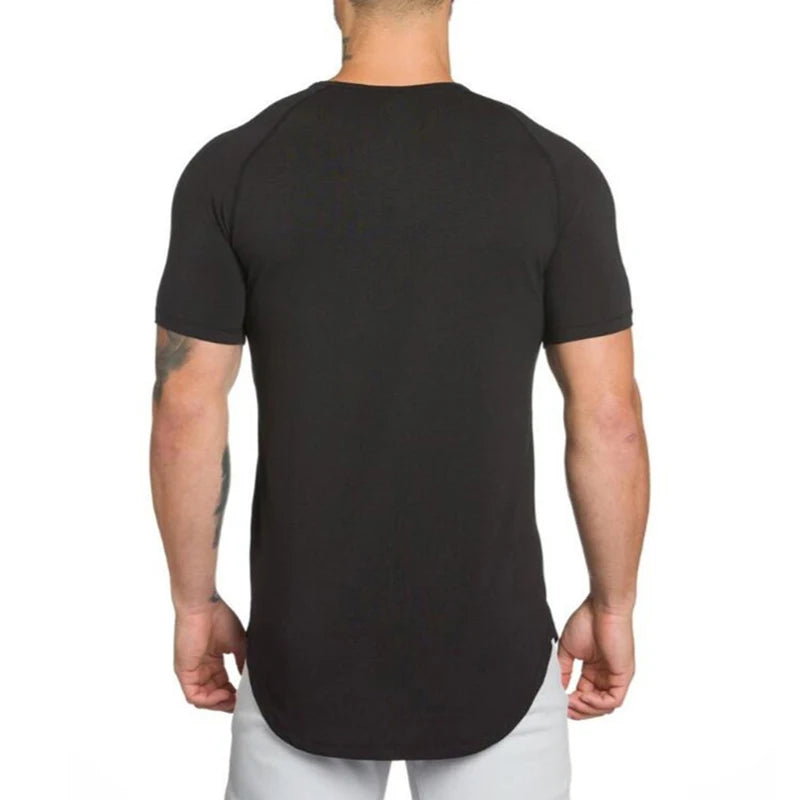 2023 Men T-shirt Male Sports Gym Muscle Fitness T Shirt Blouses Loose Short Sleeve Summer Bodybuilding Tee Tops Men's Clothing
