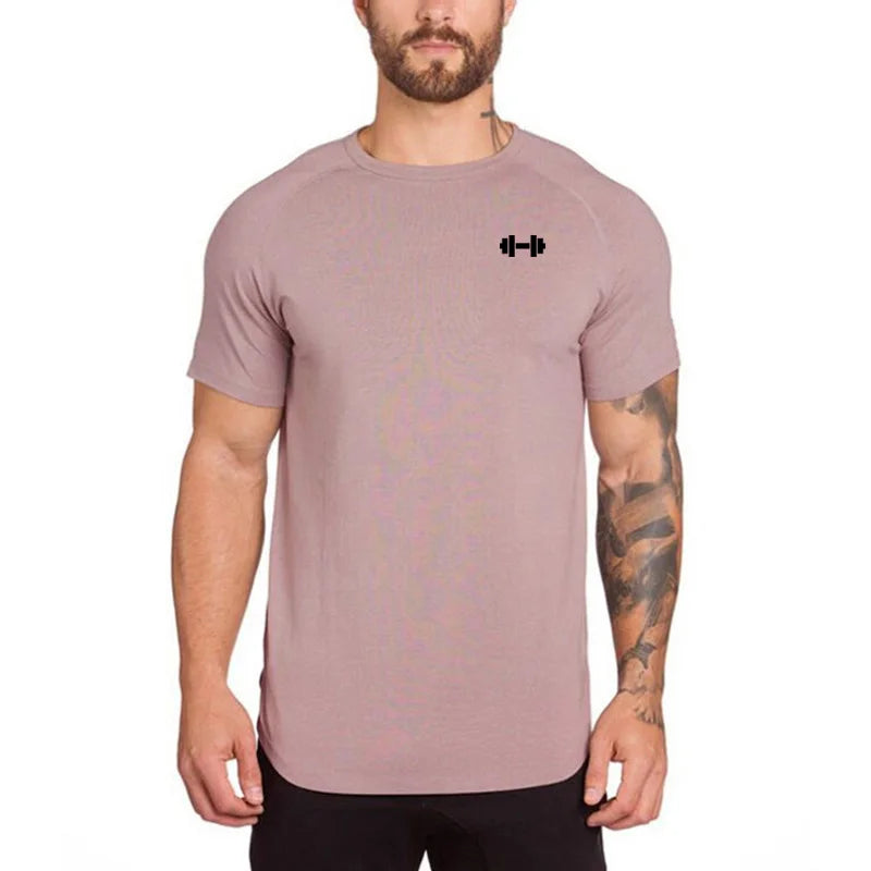 2023 Men T-shirt Male Sports Gym Muscle Fitness T Shirt Blouses Loose Short Sleeve Summer Bodybuilding Tee Tops Men's Clothing
