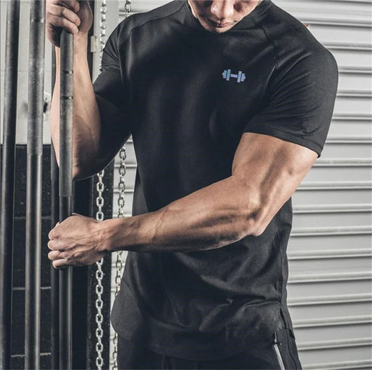 2023 Men T-shirt Male Sports Gym Muscle Fitness T Shirt Blouses Loose Short Sleeve Summer Bodybuilding Tee Tops Men's Clothing